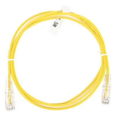 Cable de Parcheo Slim UTP Cat6 - 1.5 Metros (4.92 Pies) Amarillo Diámetro Reducido (28 AWG)