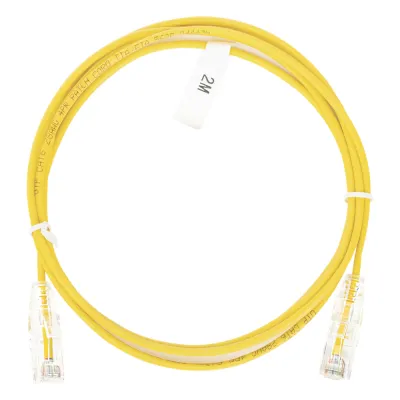 Cable de Parcheo Slim UTP Cat6 - 2 Metros (6.56 Pies) Amarillo Diámetro Reducido (28 AWG)