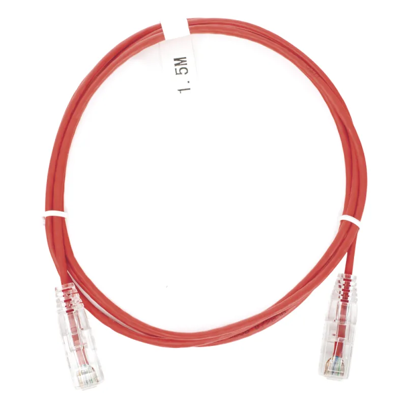 Cable de Parcheo Slim UTP Cat6 - 1.5 Metros (4.92 Pies) Rojo Diámetro Reducido (28 AWG)