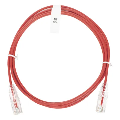 Cable de Parcheo Slim UTP Cat6 - 2 Metros (6.56 Pies) Rojo Diámetro Reducido (28 AWG)