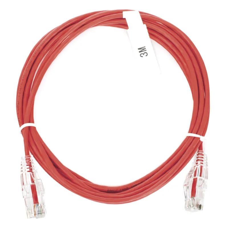 Cable de Parcheo Slim UTP Cat6 - 3 Metros (9.84 Pies) Rojo Diámetro Reducido (28 AWG)