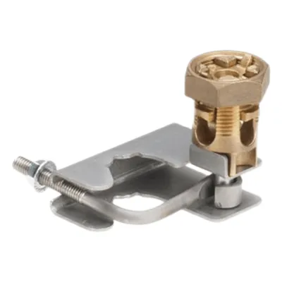Abrazadera para Tierra Física en Base de Piso Falso, para Cables de 6 a 1/0 AWG. Para Pedestales Circulares de 3/4" y 7/8".