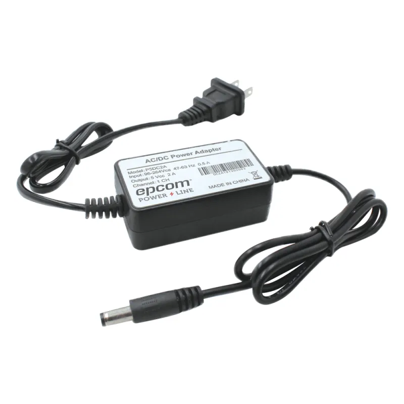 Fuente de poder de 5 Vcc regulado @ 2A; UL; Voltaje de entrada de 100-240 Vca / Con Terminales de Extensión