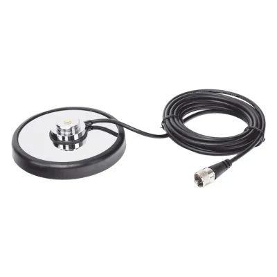 Montaje magnetico para antenas de 3/4" (Nmo), 5 m de cable RG-58A/U, conector UHF (PL-259) macho, diámetro de 5"