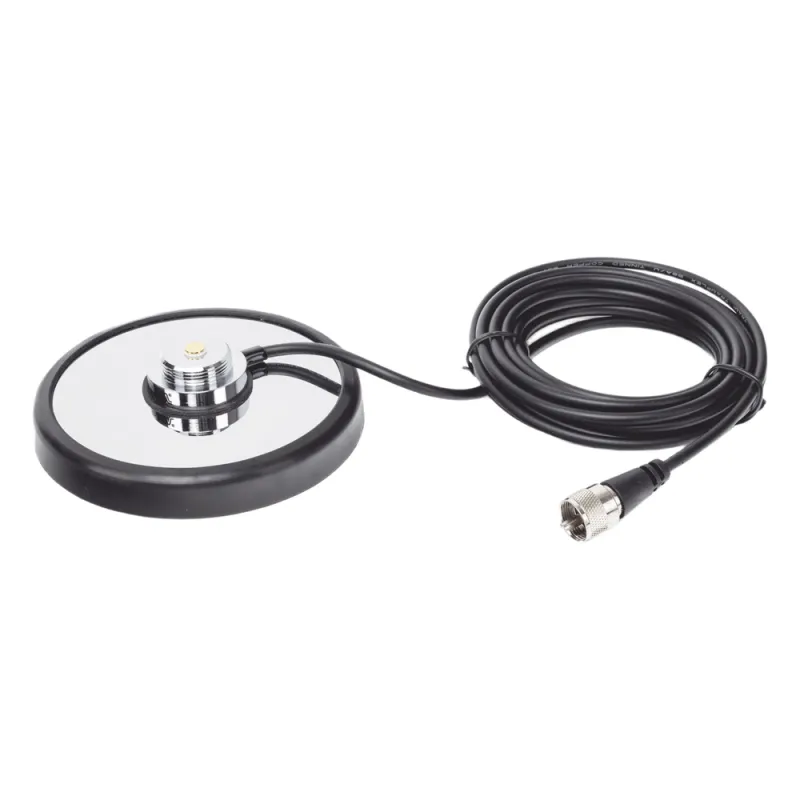 Montaje magnetico para antenas de 3/4" (Nmo), 5 m de cable RG-58A/U, conector UHF (PL-259) macho, diámetro de 5"