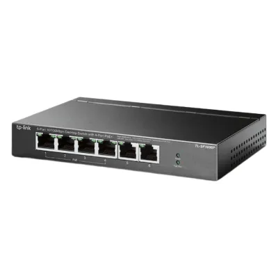 Switch PoE no Administrable de escritorio / 6 puertos 10/100 Mbps / 4 puertos PoE af/at / Presupuesto 67 W / Modo Extensor hasta 250 m / Calidad video prioritaria