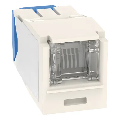 Conector Jack RJ45 Estilo TG con Ventana, Mini-Com, Categoría 6A, de 8 Posiciones y 8 Cables, Color Blanco