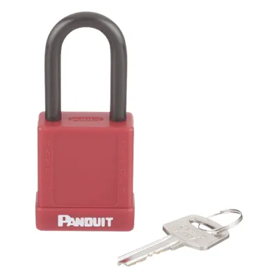 Candado de Bloqueo LOTO de Seguridad Dieléctrico, Con Llave Única, Diámetro de 6.5 mm, Color Rojo
