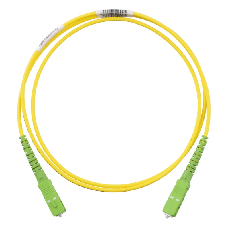 Jumper de Fibra Optica Monomodo 9/125 OS2, SC/APC-SC/APC Simplex, OFNR (Riser), Color Amarillo, 1 Metro (3.28 Pies)