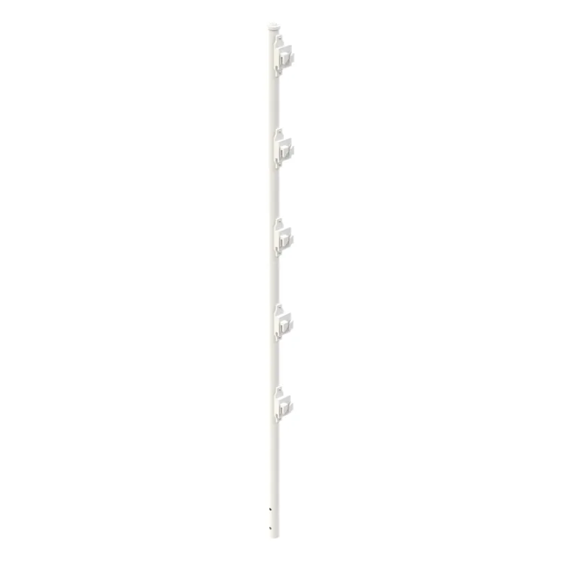 Poste con 5 Aisladores de PASO para Cerca Electrificada. Tubo Galvanizado de 1.2m, cal. 18 de 1" Diam. + Pintura Blanca Aplicación en Polvo.