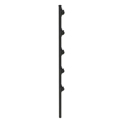 Poste con 5 Aisladores de PASO para Cerca Electrificada. Tubo Galvanizado de 1.2m, cal. 18 de 1" Diam. + Pintura Negra Aplicación en Polvo.