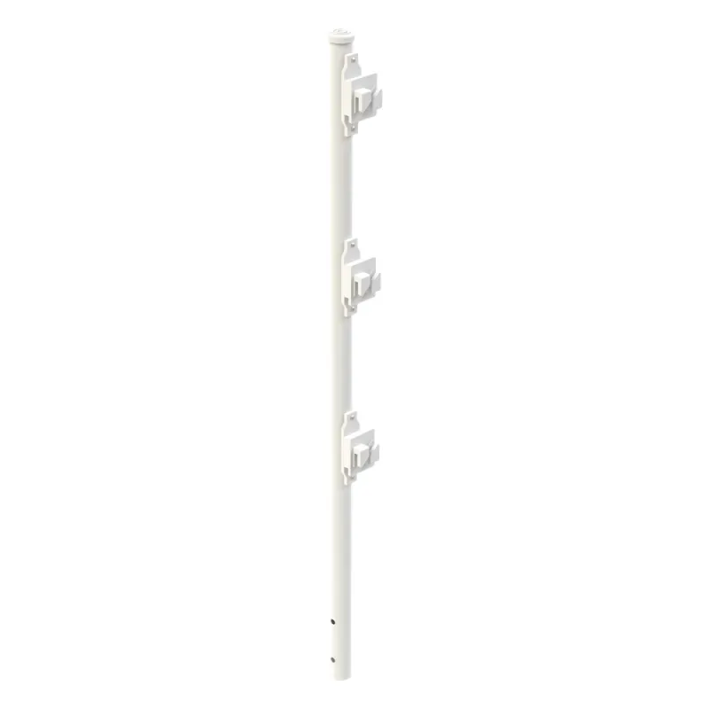 Poste de Paso Blanco de 0.75m para Cerca Electrificada. Tubo Galvanizado cal. 18 de 1"Diam. con Tapón y 3 Aisladores Instalados.