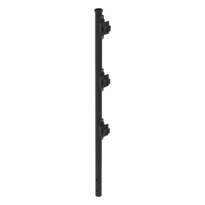 Poste de Paso Negro de 0.75m para Cerca Electrificada. Tubo Galvanizado cal. 18 de 1"Diam. con Tapón y 3 Aisladores Instalados.