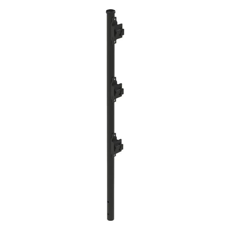 Poste de Paso Negro de 0.75m para Cerca Electrificada. Tubo Galvanizado cal. 18 de 1"Diam. con Tapón y 3 Aisladores Instalados.