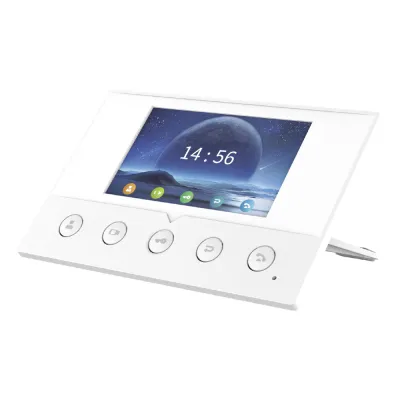 Monitor IP/SIP para interior, Wi-Fi, pantalla a color de 4.3", audio de 2 vías, PoE, 8 interfaces de entrada de alarma.