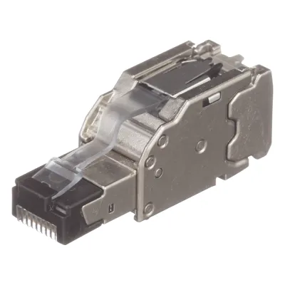 Plug RJ45 Blindado, Instalación Recta, Terminación en Campo Certificable, Compatible con Cat5e, Cat6 y Cat6A, Color Plata, Paquete de 10 Piezas