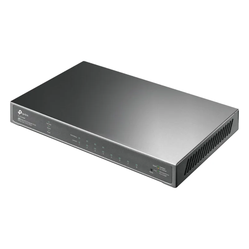 Switch Omada / 8 Puertos Gigabit / 4 Puertos PoE+ 802.3at/af / Presupuesto PoE 62 W / 30 W por Puerto / Gestión Cloud Omada / L3 Static Routing / Sin Ventilador / Metal