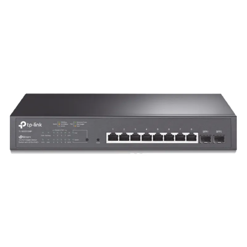 Switch PoE JetStream SDN Administrable 8 puertos 10/100/1000 Mbps + 2 puertos SFP, 8 puertos PoE, 150W, administración centralizada OMADA SDN