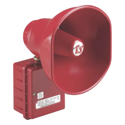 Altavoz amplificado, 30 Watts, Aprobado por CSFM y Listado contra incendios UL, 24 VCD, Color Rojo