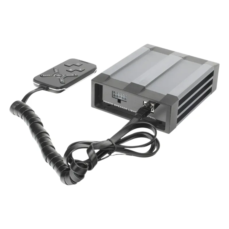 Sirena Vehicular de 100W de Potencia, Con Controlador Unimando Para Tonos, 2 Salidas Auxiliares y Microfono