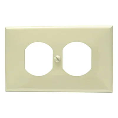 Placa de plástico para contacto dúplex color marfil.