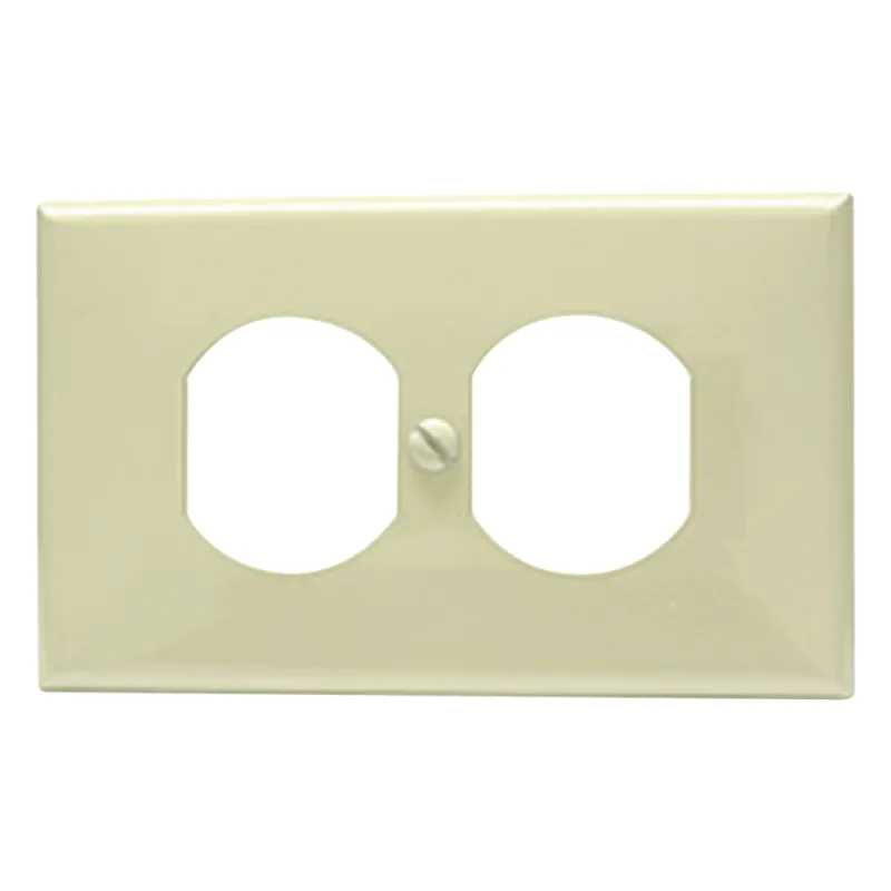 Placa de plástico para contacto dúplex color marfil.