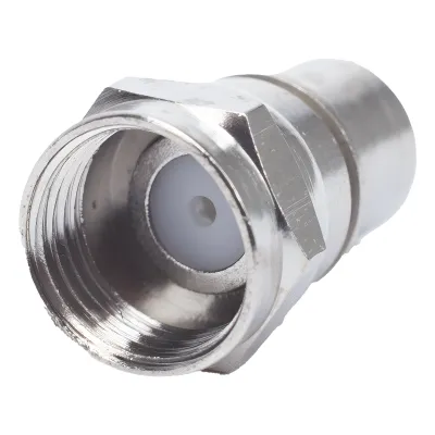 Conector F Macho, Plegable con PIN para Cable RG-6, Cuerpo de Bronce Niquelado.