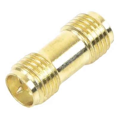 Adaptador Barril de SMA Hembra Inverso a SMA Hembra Inverso, Oro/ Oro/ Teflón,