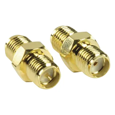 Adaptador en Línea de Conector SMA Hembra Inverso a SMA Hembra, Oro/ Oro/ Teflón,