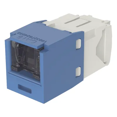 Conector Jack RJ45 Estilo TG con Ventana, Mini-Com, Categoría 6, de 8 Posiciones y 8 Cables, Color Azul