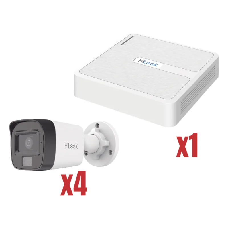 Kit IP 4Megapixel / NVR de 4 Canales con 4 Puertos PoE / 4 Cámaras IP Dual light con microfono