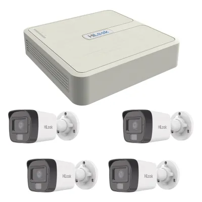 Kit IP 4 Megapixel / NVR de 4 Canales con 4 Puertos PoE / 4 Cámaras IP Dual Light con Micrófono Integrado / Bala para Exterior