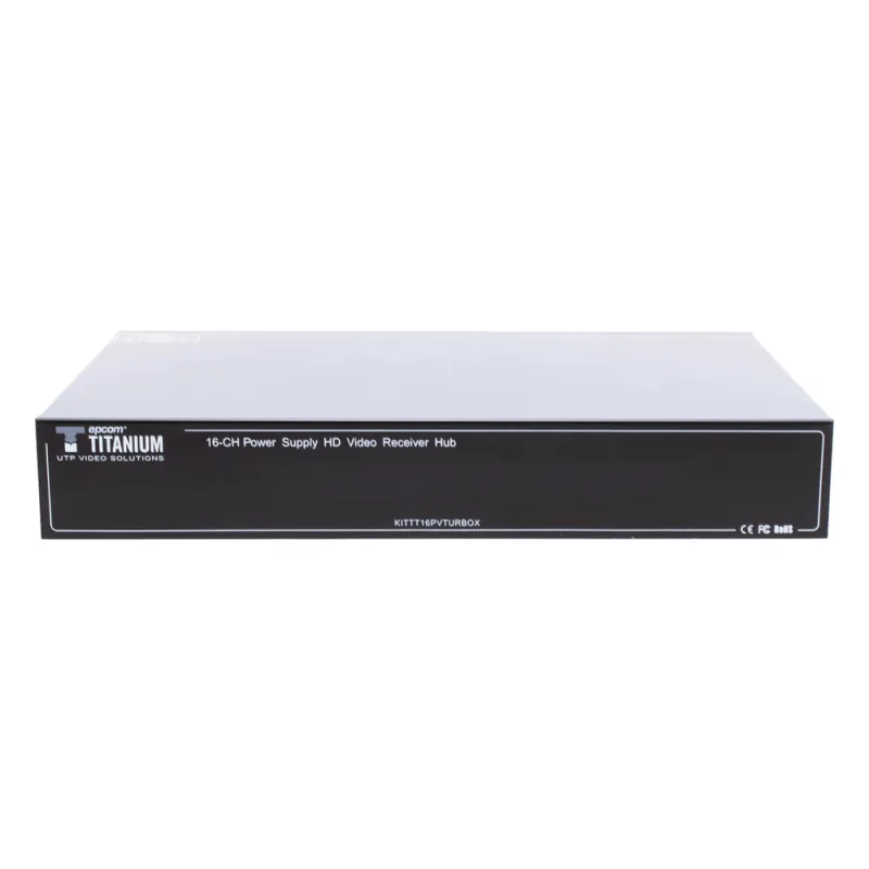 (SOLO RECEPTOR) TRANSCEPTOR ACTIVO DE 16 CANALES / VIDEO+PODER en un solo Cable UTP / 150 metros en 4K, 200 metros en 5 MP/ Envía 36 Vcc y Recibe 12 Vcc / TODO INCLUIDO PARA RACK / HD-TVI/CVI/AHD/CVBS / SIN RUIDO / INSTALACIÓN LIMPIA.