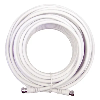 Jumper Coaxial con Cable Tipo RG-6 en Color Blanco de 15.24 Metros (50 Pies) de Longitud y Conectores F Macho en Ambos Extremos. 75 Ohm de Impedancia.