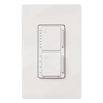 Control de pared dual Maestro LED+ para ventilador de techo y luz: 4 velocidades y atenuador de 75 W LED o 250 W incandescente, 120 V, unipolar, sin cable neutro