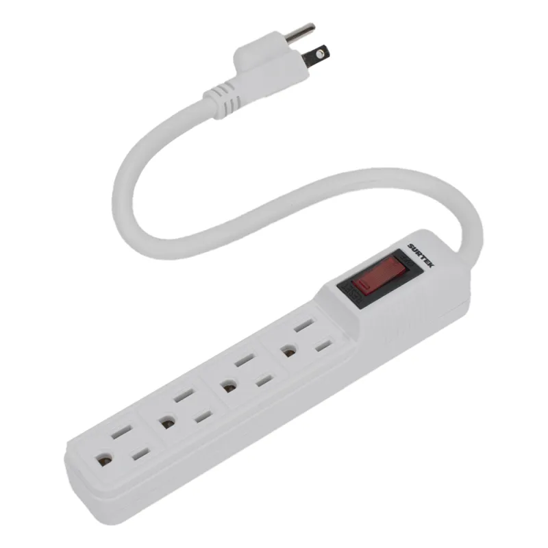 Multicontacto con cable 30 cm. 4 tomas 127 Vca línea, tierra, neutro 15 A max.