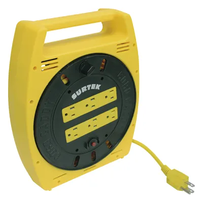 Multicontacto Eléctrico Tipo Carrete con 6 Contactos y 6 metros de Extensión / 127 V CA 10 A Máximo.