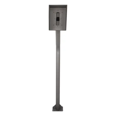 Poste y Cubierta industrial para montaje de Porteros IP Fanvil y Grandstream, altura de 1.2 metros, pintura electrostática color gris.