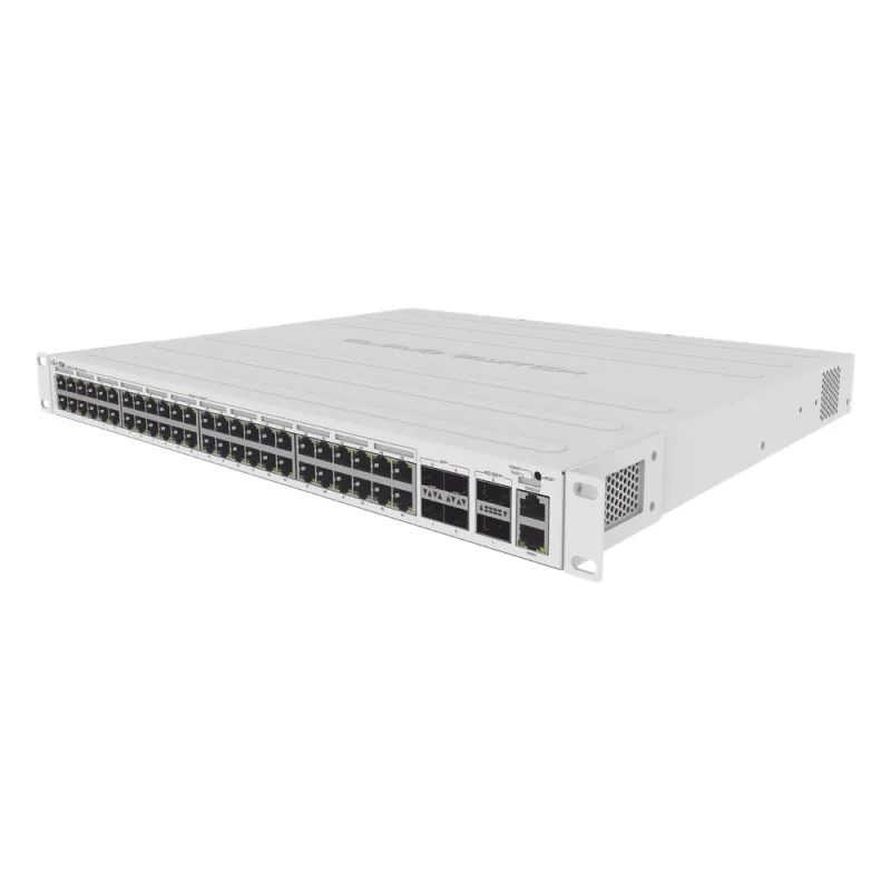 Cloud Router Switch 48 puertos PoE 802.3af/at Gigabit, 4 puertos SFP+ 10G, 2 puertos QSFP+ 40G, Montaje en Rack