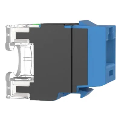 Conector Jack NetKey Estilo 110 (de Impacto), Tipo Keystone, Categoría 6A, de 8 Posiciones y 8 Cables, Color Azul