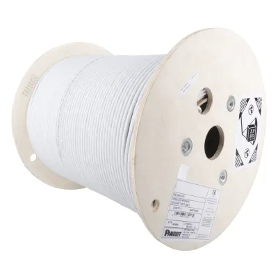 Bobina de Cable Blindado F/UTP de 4 Pares, Cat6A, Soporte de Aplicaciones 10GBase-T, LSZH (Libre de Gases Tóxicos), Color Blanco, 305 Metros (1000 Pies)