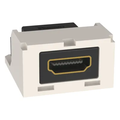 Módulo Acoplador HDMI 2.0, Hembra a Hembra Tipo-A, Categoría 2, Uso en 2 Puertos Mini-Com, Color Blanco Mate