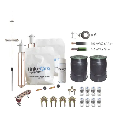 Kit Pararrayo LINKEDPRO con Accesorios de Instalación en Torre de Hasta 9 m de Altura.