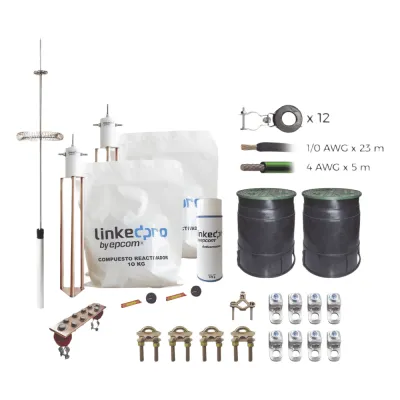 Kit Pararrayo LINKEDPRO con Accesorios de Instalación en Torre de Hasta 18 m de Altura.