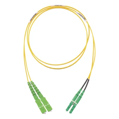 Jumper de Fibra Optica Monomodo 9/125 OS2, SC/APC-LC/APC Duplex, OFNR (Riser), Color Amarillo, 2 Metros (6.56 Pies)