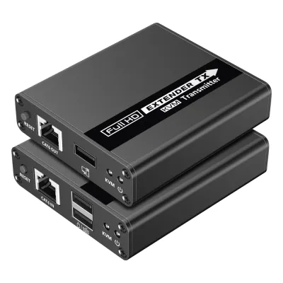 Kit extensor KVM (HDMI y USB) | 40m a 4k@30Hz | 70m a 1080P@60Hz | Cat 6, 6a y 7 | CERO LATENCIA | HDR | Salida Loop | Salida de audio de 3.5mm |