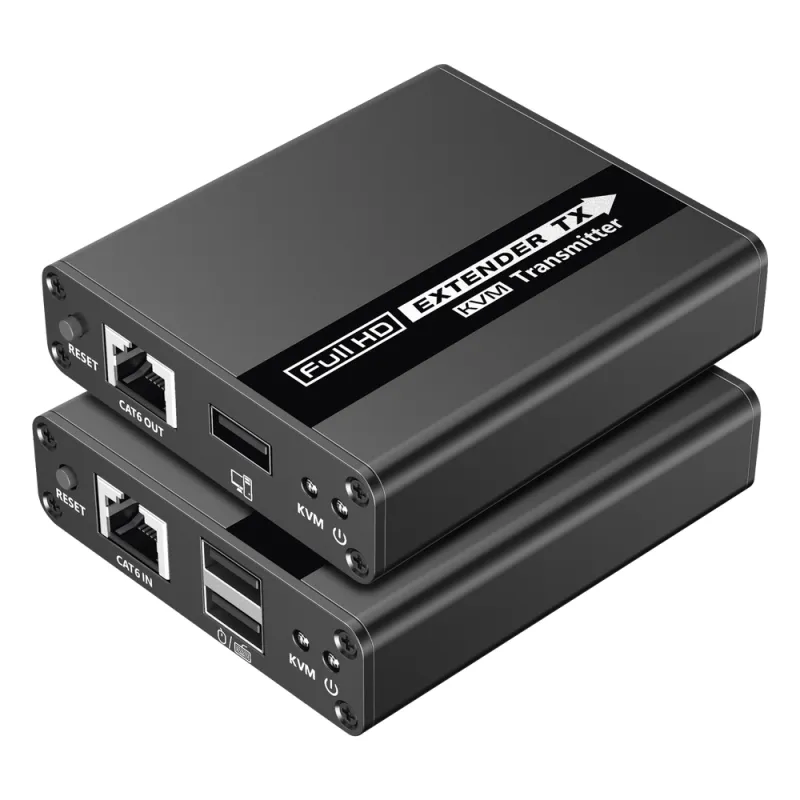 Kit extensor KVM (HDMI y USB) | 40m a 4k@30Hz | 70m a 1080P@60Hz | Cat 6, 6a y 7 | CERO LATENCIA | HDR | Salida Loop | Salida de audio de 3.5mm |