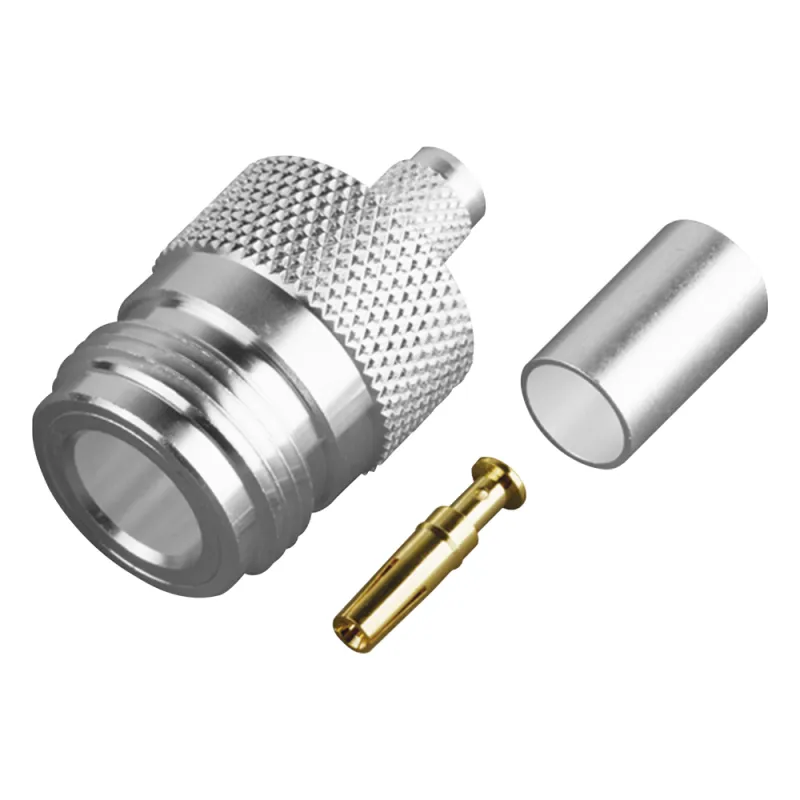 Conector N Hembra de Anillo Plegable para Cable PROFLEX ó Grupo P, Plata/ Oro/ Teflón.