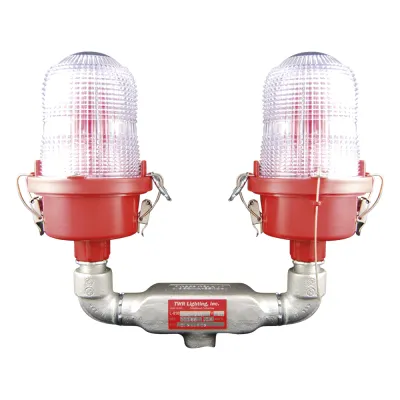 Luz de Obstáculo Doble Baja Intensidad FAA Tipo L-810 / LED Rojo e Infrarrojo / 120-240 VAC / Intensidad Efectiva 32.5 CD / IR 4mW/sr @ 850nm / Base Valox / Lente Acrílico Fresnel / Protección Corrosión