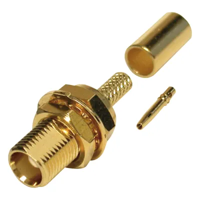 Conector MCX Hembra para Panel Trasero D-Plano, de Anillo Plegable para RG-316/U, Grupo B, Oro/ Oro/ Teflón.